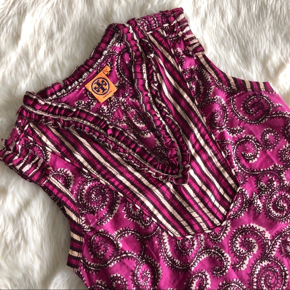 Tory Burch Tops - Tory Burch Purple Print Sleeveless V-Neck Top